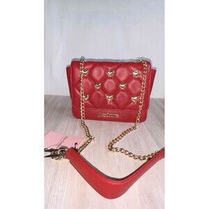 Juicy Couture Quilted Gold Heart Bag Red Crossbody